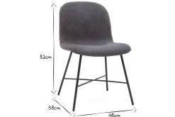 Miliboo Chaise Design-Chaise design effet velours gris et métal noir ARCADE