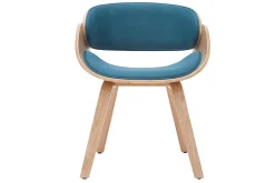 Miliboo Chaise Design|Chaise En Bois-Chaise design en tissu bleu canard et bois clair BENT