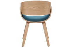Miliboo Chaise Design|Chaise En Bois-Chaise design en tissu bleu canard et bois clair BENT
