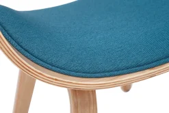 Miliboo Chaise Design|Chaise En Bois-Chaise design en tissu bleu canard et bois clair BENT