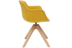 Miliboo Chaise Design-Chaise design en tissu effet velours jaune moutarde et bois clair massif AARON