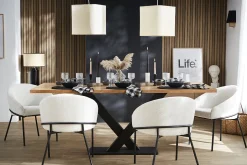 Miliboo Chaise Design-Chaise design en tissu effet velours gris et métal noir JENNA