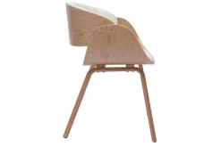 Miliboo Chaise Design-Chaise design en tissu effet laine bouclée blanc et bois clair BENT