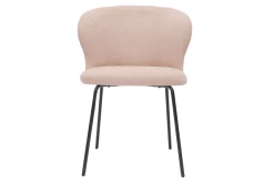 Miliboo Chaise Design-Chaise design en tissu effet velours rose poudré et métal noir YDA