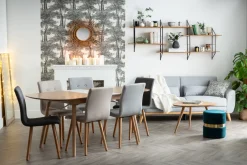 Miliboo Chaise Design-Chaise design en tissu gris clair et bois clair massif (lot de 2) HORTA