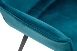 Miliboo Chaise Design-Chaise design en tissu velours bleu pétrole et métal noir VOLO
