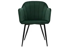 Miliboo Chaise Design-Chaise design en tissu velours vert foncé et métal noir MILLY
