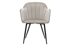 Miliboo Chaise Design-Chaise design en tissu velours taupe et métal noir MILLY