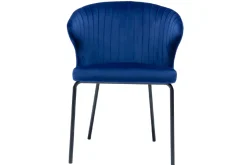 Miliboo Chaise Design-Chaise design en tissu velours bleu foncé et métal noir REQUIEM