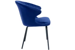 Miliboo Chaise Design-Chaise design en tissu velours bleu foncé et métal noir REQUIEM