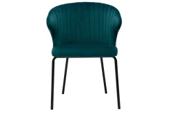 Miliboo Chaise Design-Chaise design en tissu velours gaufré bleu canard et métal noir REQUIEM