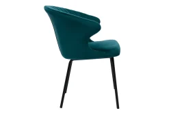 Miliboo Chaise Design-Chaise design en tissu velours gaufré bleu canard et métal noir REQUIEM