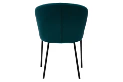 Miliboo Chaise Design-Chaise design en tissu velours gaufré bleu canard et métal noir REQUIEM