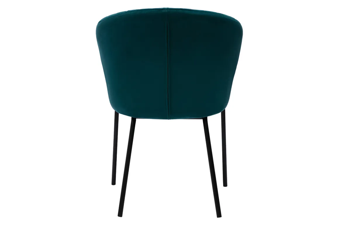 Miliboo Chaise Design-Chaise design en tissu velours gaufré bleu canard et métal noir REQUIEM