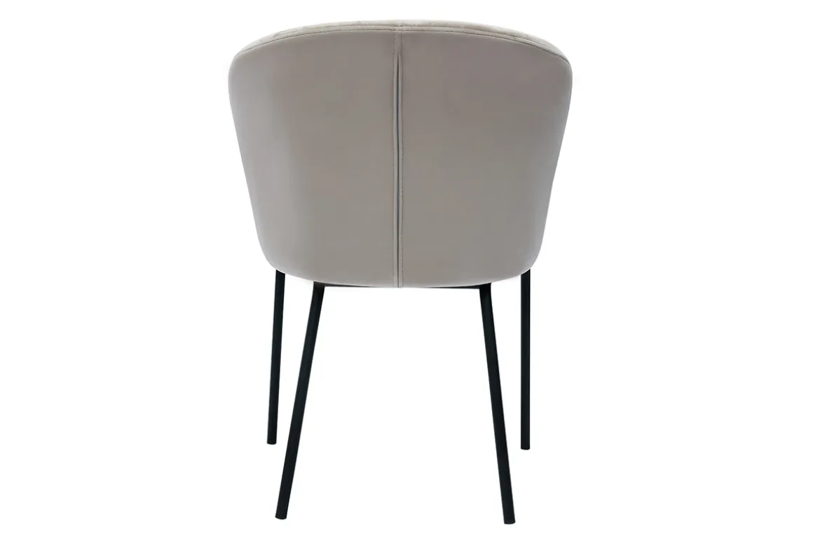Miliboo Chaise Design-Chaise design en tissu velours gaufré taupe et métal noir REQUIEM