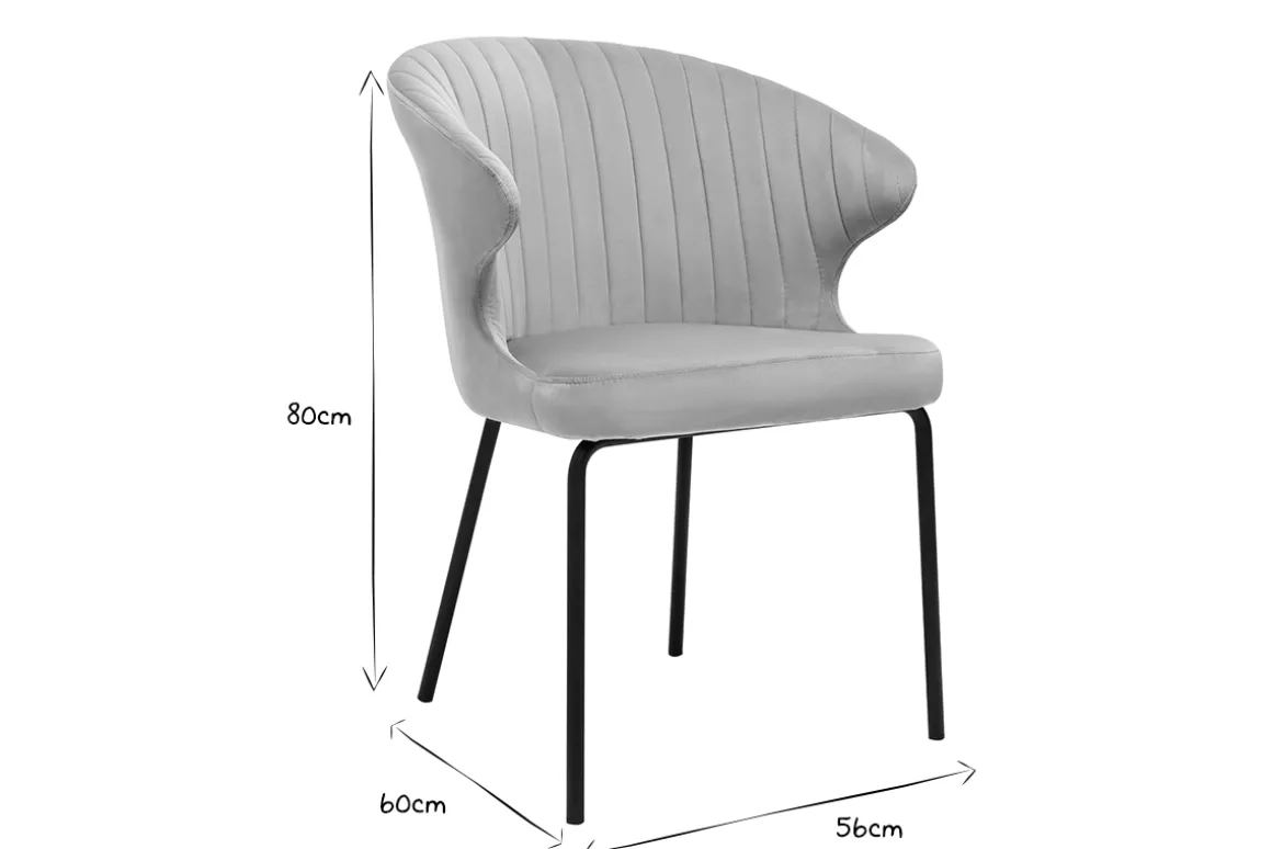 Miliboo Chaise Design-Chaise design en tissu velours gaufré taupe et métal noir REQUIEM