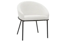 Miliboo Chaise Design-Chaise design en tissu velours chenille blanc cassé et métal noir JENNA