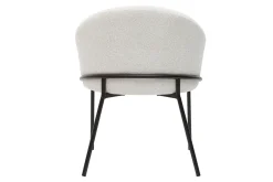 Miliboo Chaise Design-Chaise design en tissu velours chenille blanc cassé et métal noir JENNA