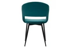 Miliboo Chaise Design-Chaise design en tissu velours bleu pétrole et métal noir PRISMA