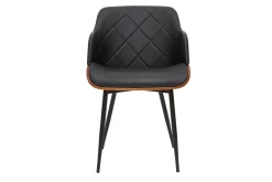 Miliboo Chaise Design-Chaise design noir, bois foncé et métal LUCIEN