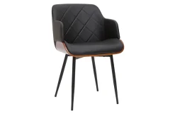 Miliboo Chaise Design-Chaise design noir, bois foncé et métal LUCIEN