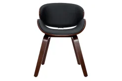 Miliboo Chaise Design-Chaise design noir et bois foncé noyer WALNUT