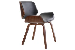 Miliboo Fauteuil Design|Voir Tous Les Fauteuils-Chaise design noir et bois foncé RUBBENS