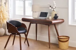 Miliboo Fauteuil Design|Voir Tous Les Fauteuils-Chaise design noir et bois foncé noyer BENT