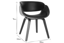 Miliboo Fauteuil Design|Voir Tous Les Fauteuils-Chaise design noir et bois foncé noyer BENT