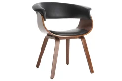 Miliboo Fauteuil Design|Voir Tous Les Fauteuils-Chaise design noir et bois foncé noyer OKTAV