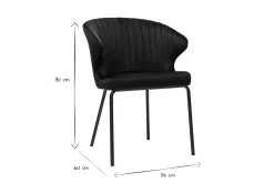 Miliboo Chaise Design-Chaise design noire en tissu velours et métal REQUIEM