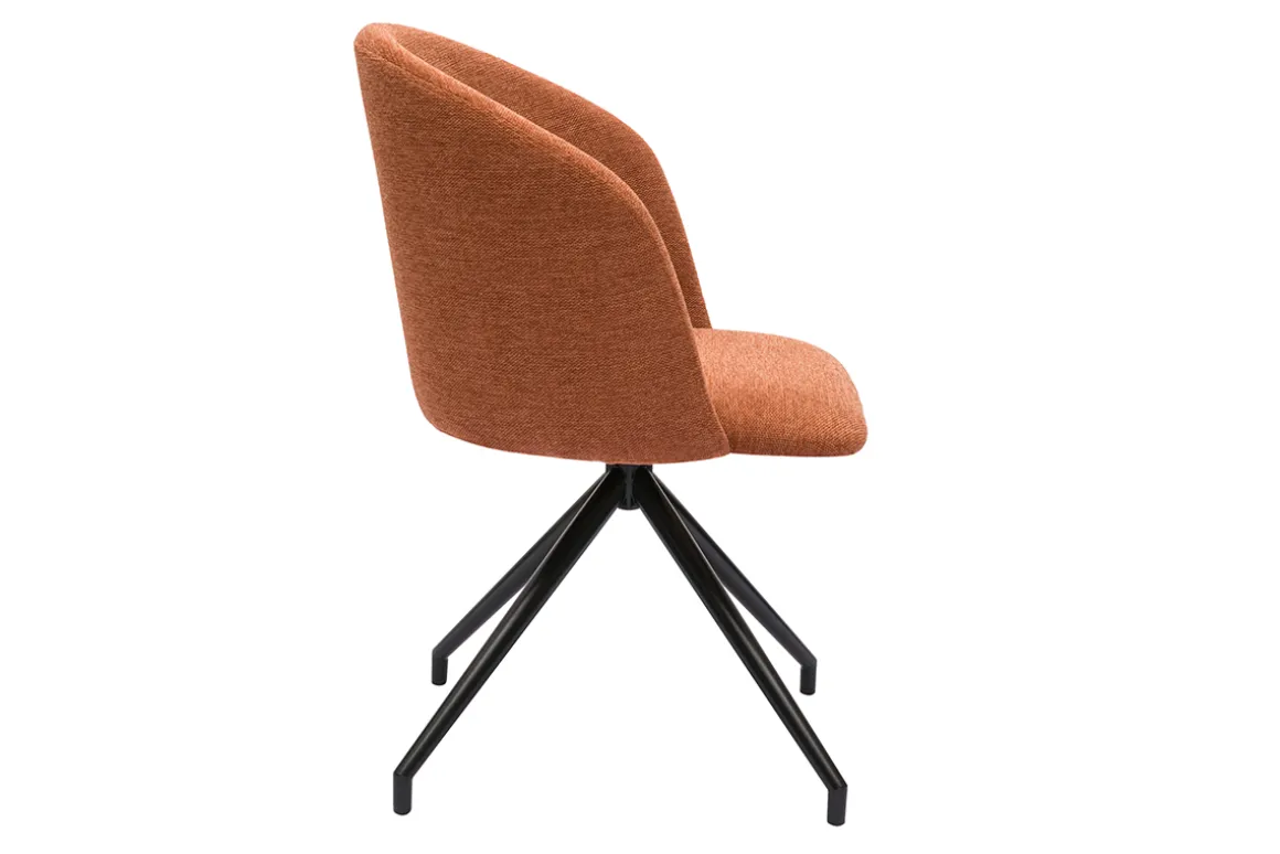 Miliboo Chaise Design-Chaise design pivotante 360° en tissu effet velours texturé terre brulée et métal noir VANITY