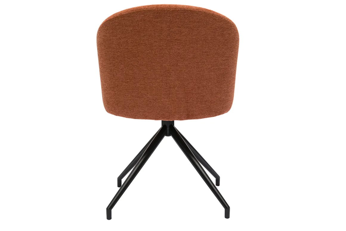 Miliboo Chaise Design-Chaise design pivotante 360° en tissu effet velours texturé terre brulée et métal noir VANITY