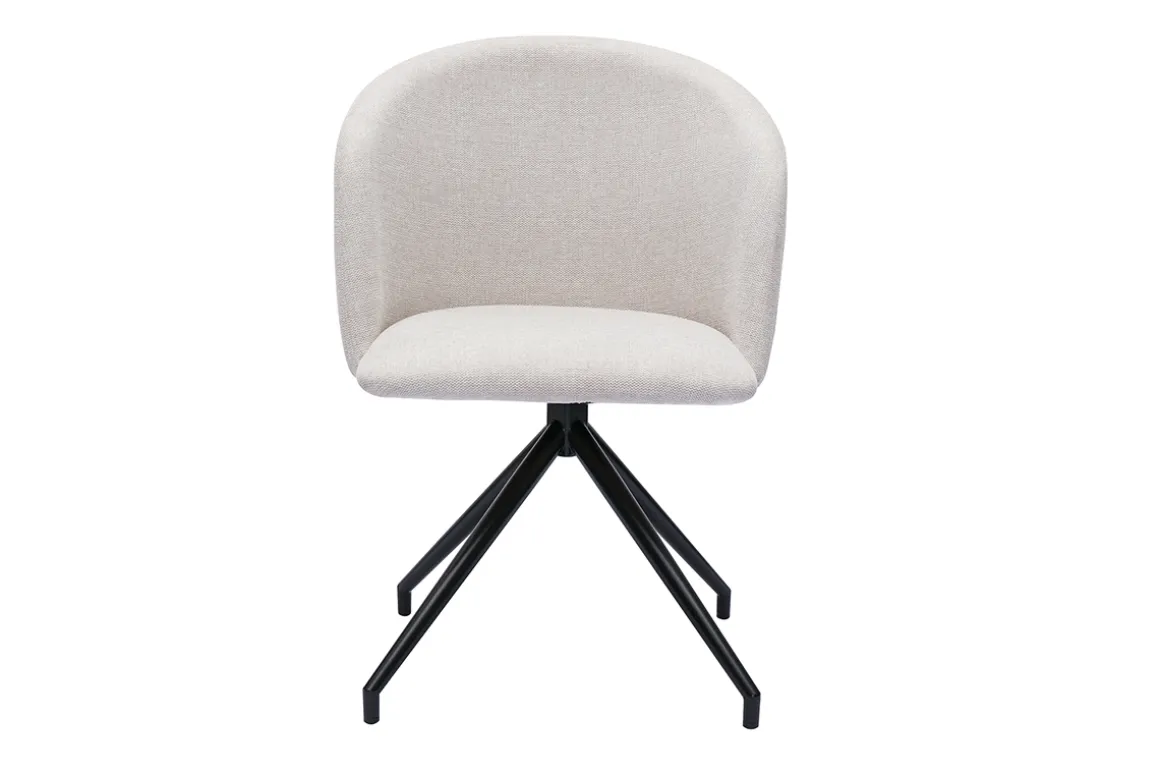 Miliboo Chaise Design-Chaise design pivotante 360° en tissu effet velours texturé beige et métal noir VANITY