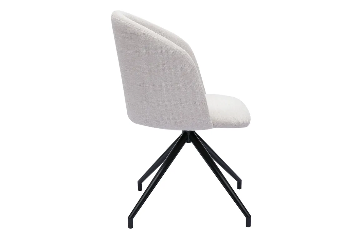 Miliboo Chaise Design-Chaise design pivotante 360° en tissu effet velours texturé beige et métal noir VANITY
