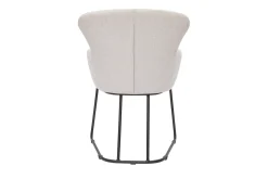 Miliboo Chaise Design-Chaise en tissu effet velours texturé beige et métal noir BRITT