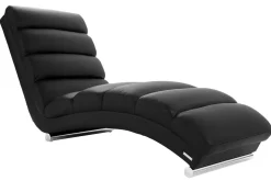 Miliboo Fauteuil Relax|Voir Tous Les Fauteuils-Chaise longue / fauteuil design noir et acier chromé TAYLOR
