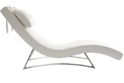 Miliboo Fauteuil Relax|Voir Tous Les Fauteuils-Chaise longue design blanc et acier chromé BARTY