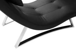 Miliboo Fauteuil Relax|Voir Tous Les Fauteuils-Chaise longue design noir et acier chromé BARTY