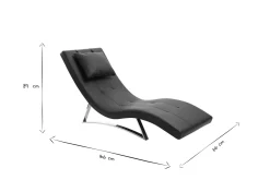 Miliboo Fauteuil Relax|Voir Tous Les Fauteuils-Chaise longue design noir et acier chromé BARTY