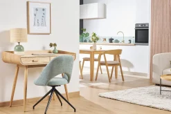 Miliboo Chaise Design-Chaise pivotante 360° en tissu effet velours texturé vert céladon et métal noir COSETTE