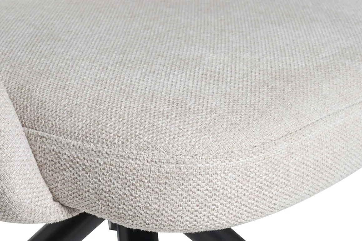 Miliboo Chaise Design-Chaise pivotante 360° en tissu effet velours texturé beige et métal noir COSETTE