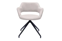 Miliboo Chaise Design-Chaise pivotante 360° en tissu effet velours texturé beige et métal noir JESSY