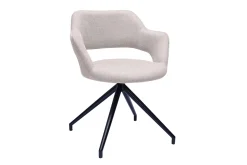 Miliboo Chaise Design-Chaise pivotante 360° en tissu effet velours texturé beige et métal noir JESSY