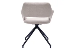 Miliboo Chaise Design-Chaise pivotante 360° en tissu effet velours texturé beige et métal noir JESSY