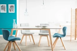 Miliboo Chaise Design-Chaise scandinave en tissu gris clair et bois clair ANYA