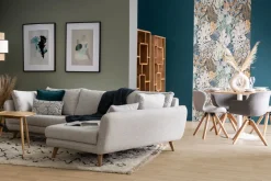 Miliboo Chaise Design-Chaise scandinave en tissu gris clair et bois clair ANYA