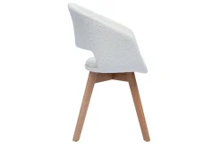 Miliboo Chaise Design-Chaise scandinave en tissu effet laine bouclée blanc et bois clair massif PRISMA
