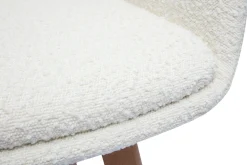 Miliboo Chaise Design-Chaise scandinave en tissu effet laine bouclée blanc et bois clair massif PRISMA