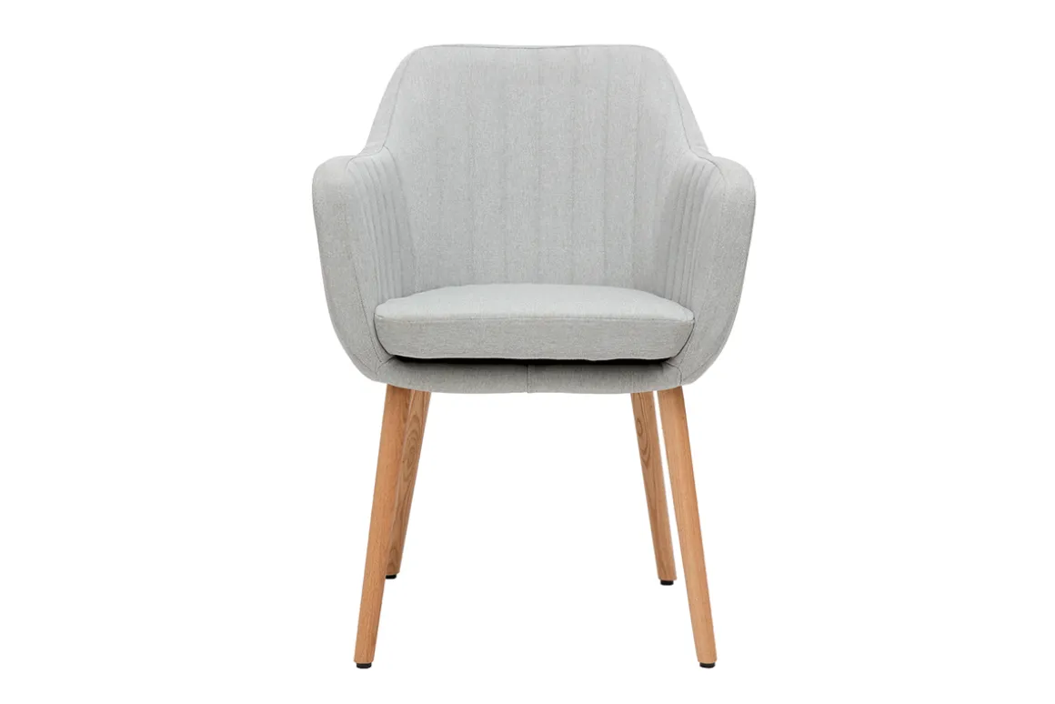 Miliboo Fauteuil Design|Voir Tous Les Fauteuils-Chaise scandinave en tissu gris clair et bois clair ALEYNA